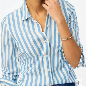 J.Crew Factory Lightweight Cotton Blue Stripe Shirt Size Small